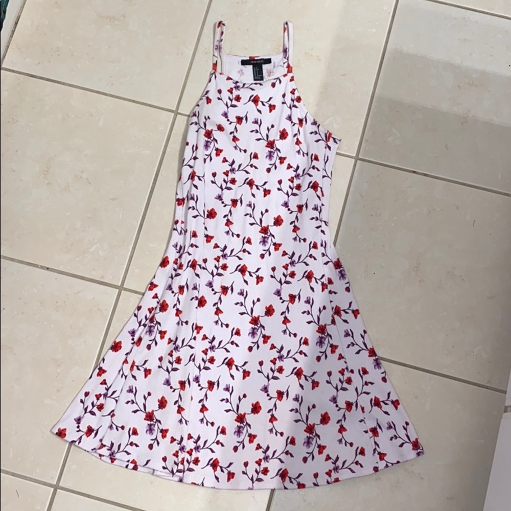 White and floral skater dress